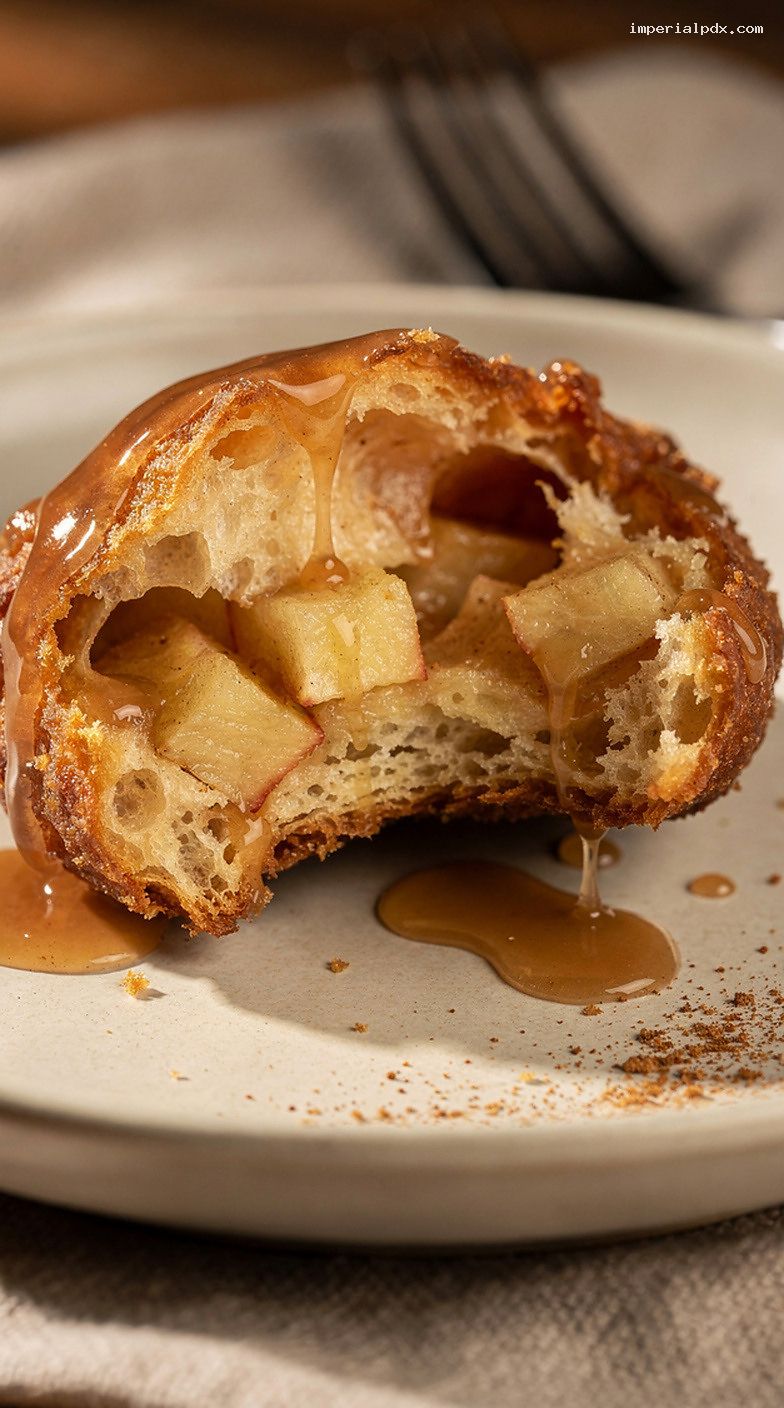 Old-Fashioned Apple Fritters With Cinnamon Vanilla Glaze – Closeup