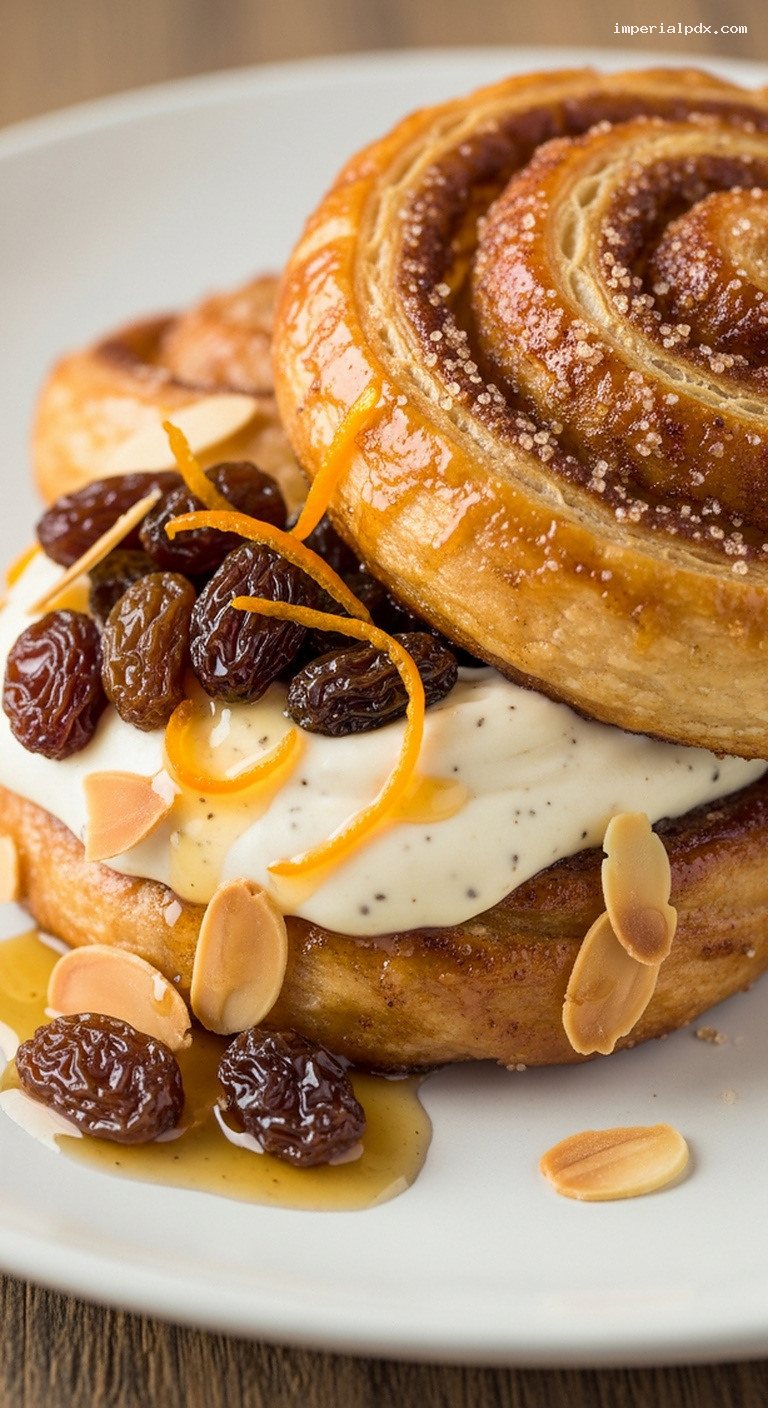 Pain aux raisins revisité (Deconstructed Raisin–Pastry Cream Dessert) – Closeup