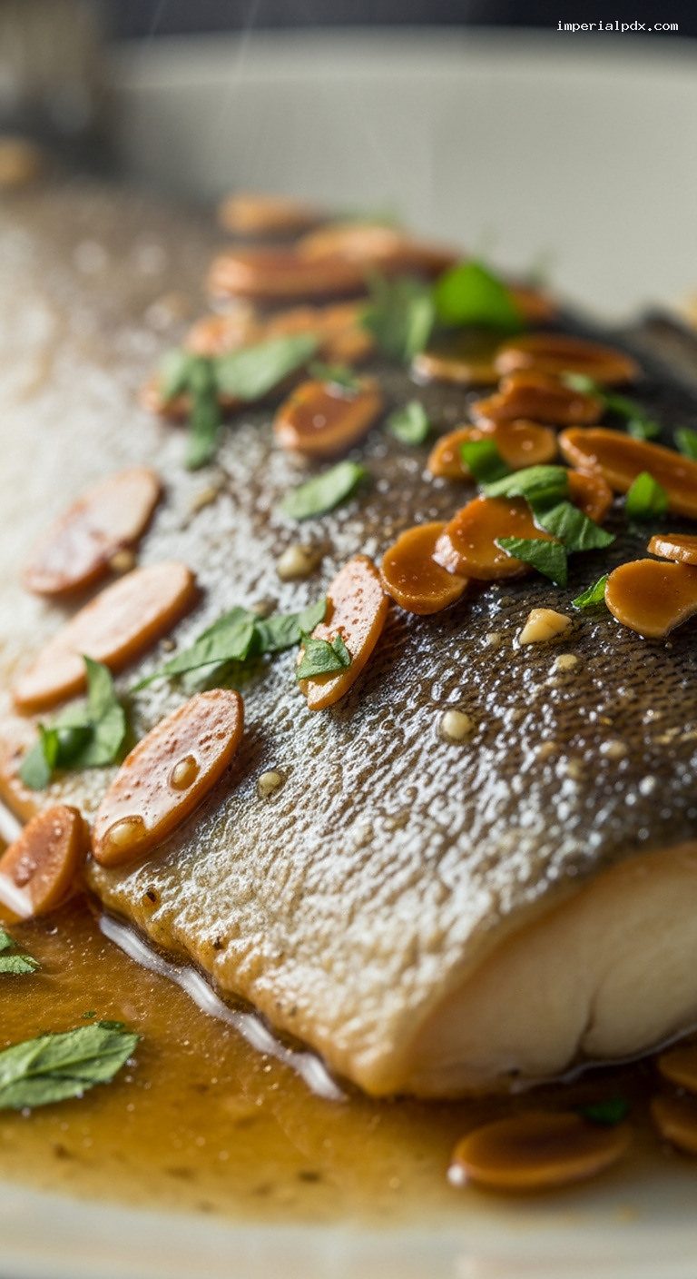 Pan-Fried Trout Almondine With Brown Butter and Toasted Almonds – Closeup