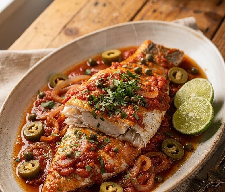 Pescado a la Veracruzana With Olives, Capers, and Lime