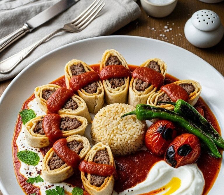 Restaurant-Style Beyti Kebab Lavash Wrap with Tomato Yogurt Sauce