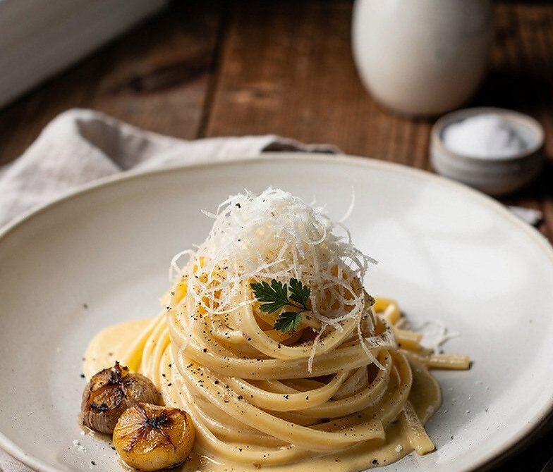 Roasted Garlic Parmesan Cream Sauce with Cracked Pepper