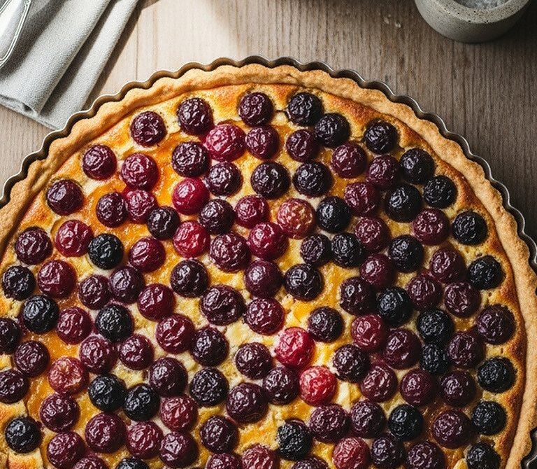 Rustic French Grape Tart with Almond Cream