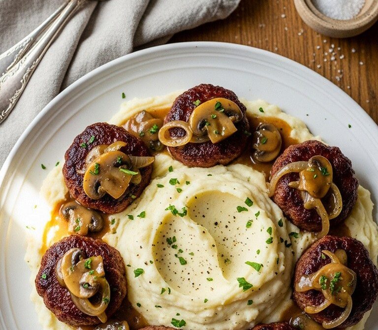 Salisbury Steak Bites with Mushroom Onion Gravy