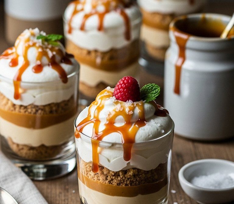 Salted Caramel Verrines with Sablé Crumble and Cream