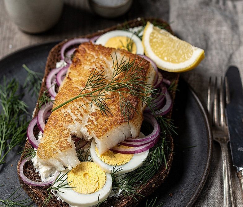 Scandinavian Fish Smørrebrød With Rye, Dill, and Lemon