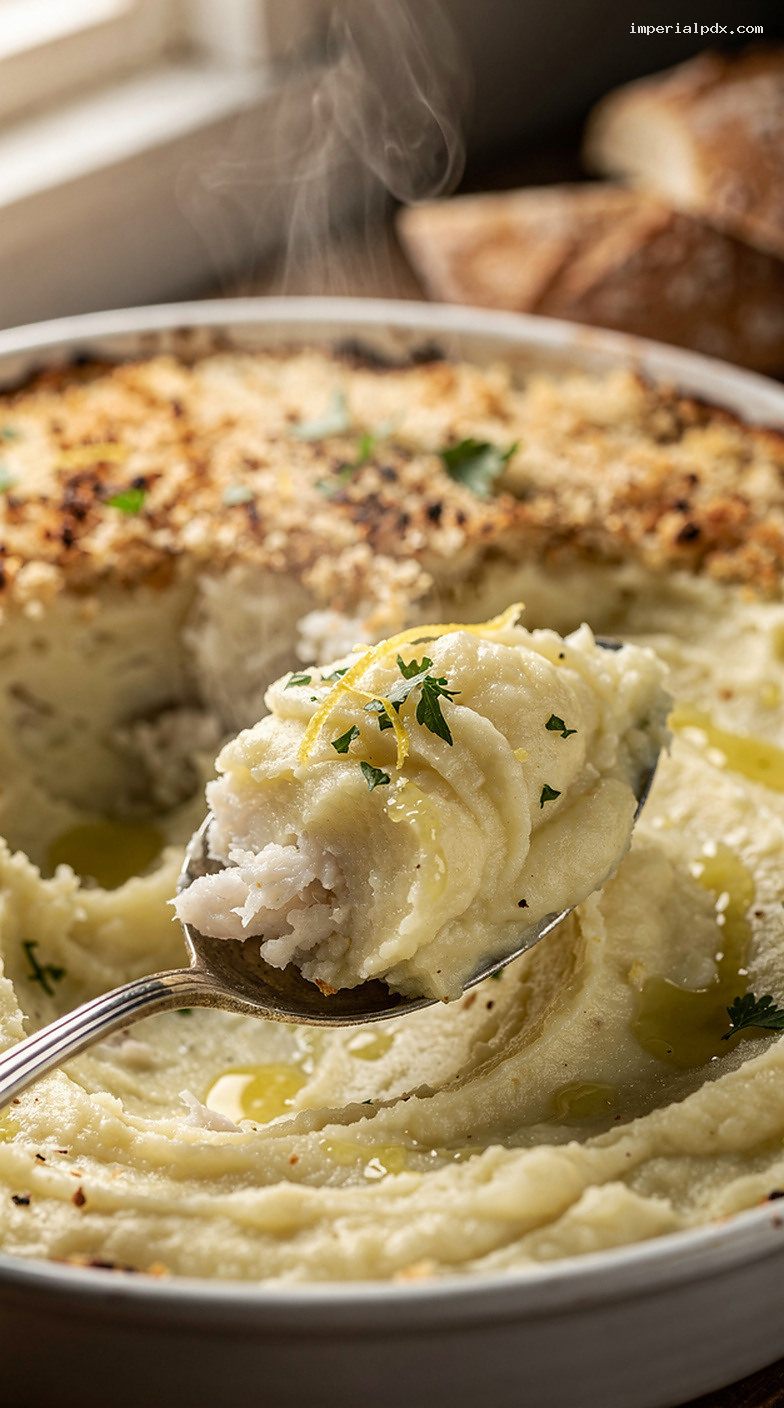 Silky Salt Cod Brandade With Garlic, Olive Oil, and Potatoes – Closeup