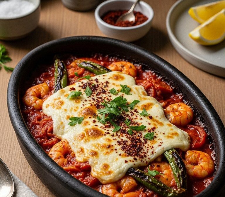 Sizzling Turkish Karides Güveç Shrimp Casserole