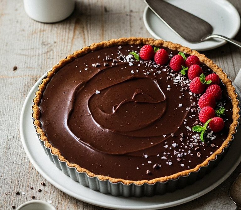 Sleek Dark Chocolate Ganache Tart With Buttery Crust