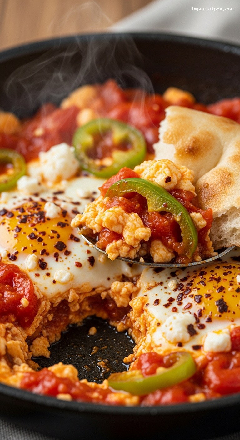 Slow-Cooked Menemen With Silky Eggs and Summer Tomatoes – Closeup