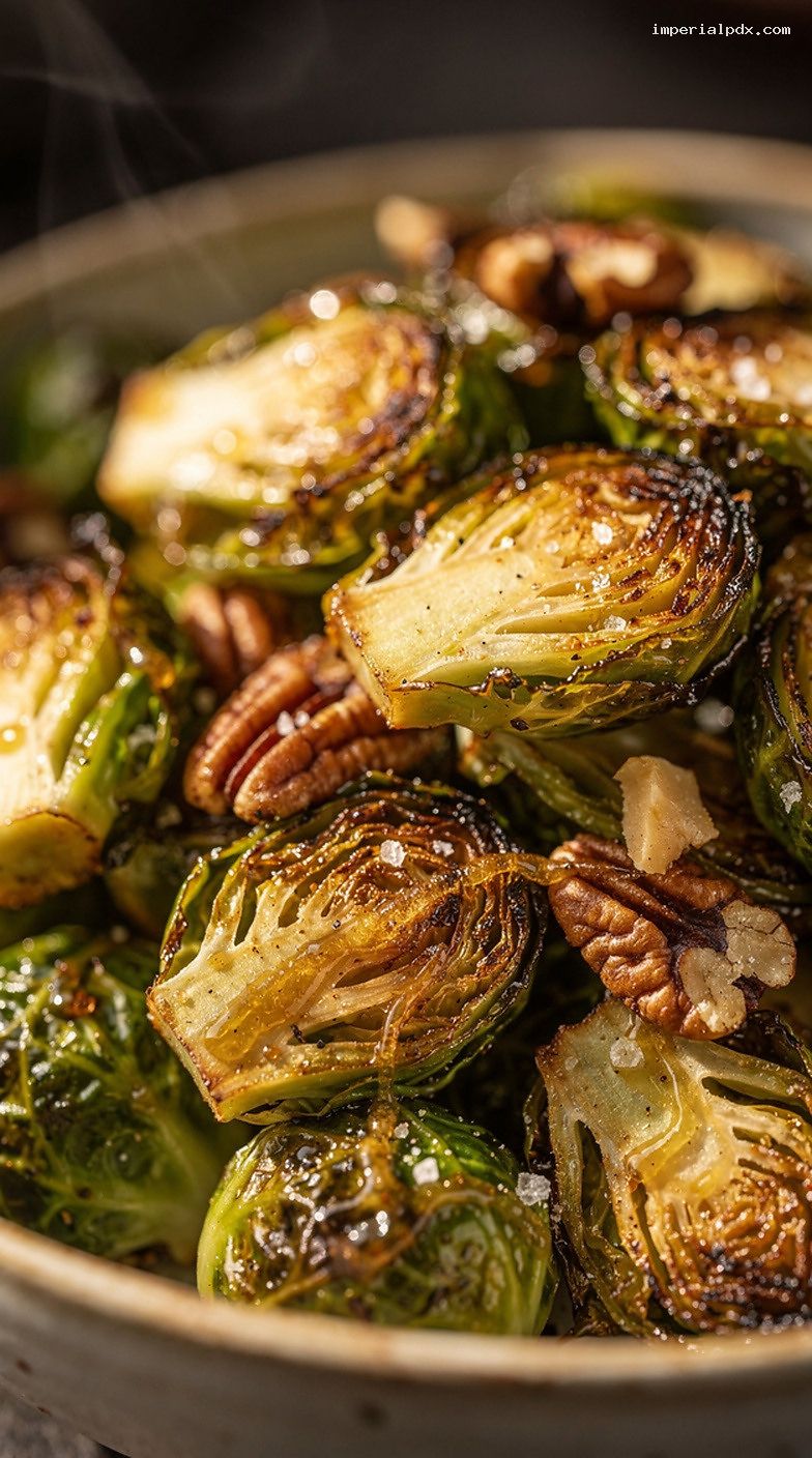 Smoked Brussels Sprouts With Maple Vinegar Glaze – Closeup