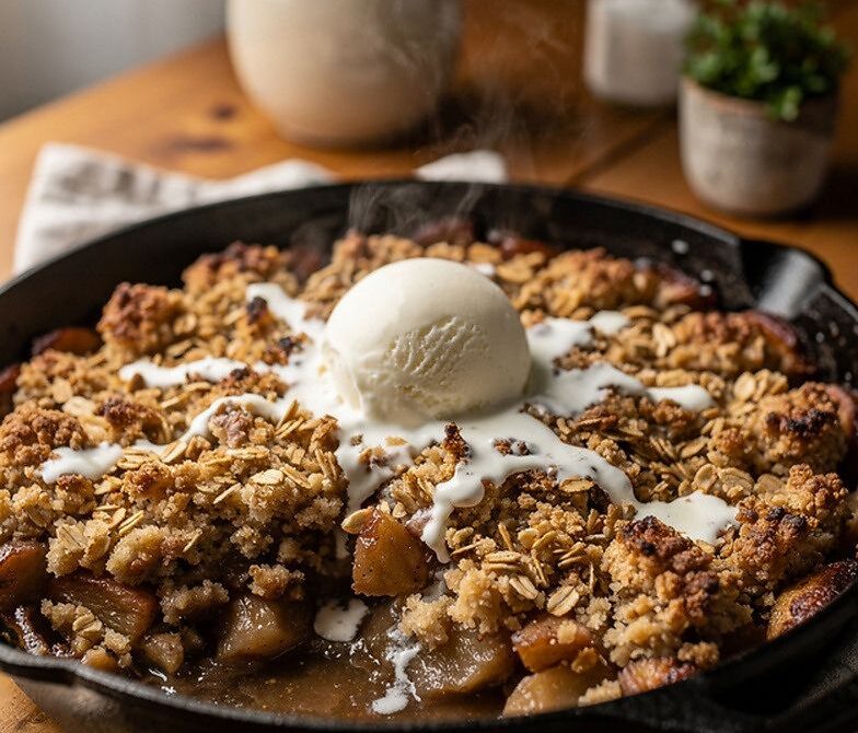 Smoked Cast-Iron Apple Crumble With Oat Topping