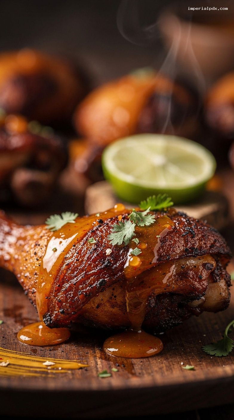 Smoked Chicken Drumsticks With Mango Habanero Glaze – Closeup