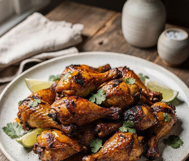 Smoked Chicken Drumsticks With Mango Habanero Glaze
