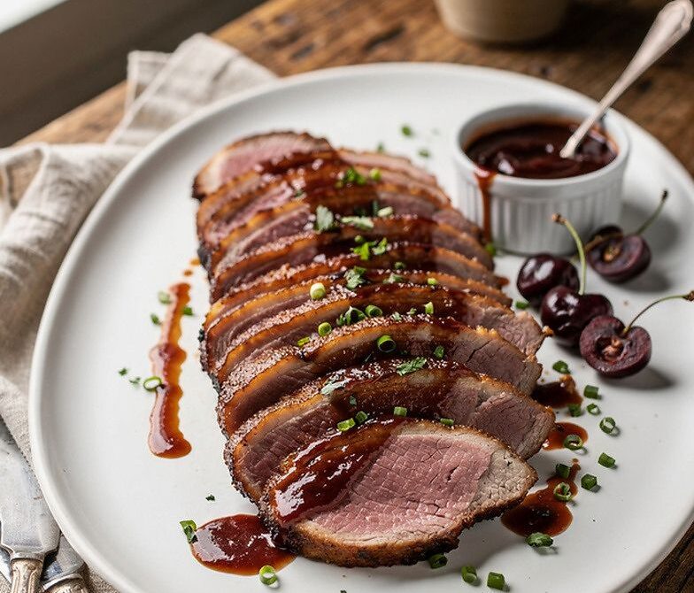 Smoked Duck Breast with Cherry BBQ Glaze