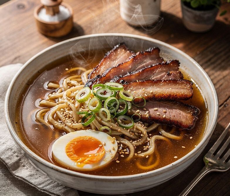 Smoked Pork Belly BBQ Ramen With Soft Egg