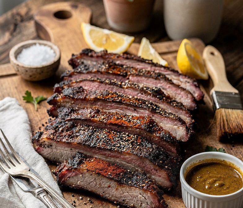 Smoked Pork Ribs With Mustard Mop and Peppery Bark