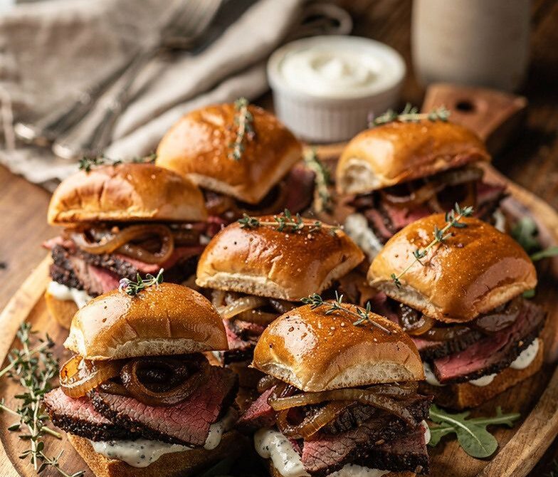 Smoked Prime Rib Sliders With Horseradish Mayo and Onions