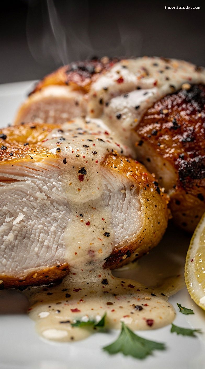 Smoked Spatchcock Chicken With Alabama White Sauce – Closeup
