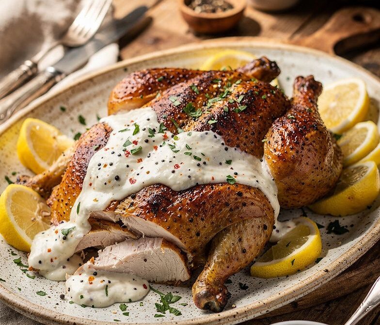 Smoked Spatchcock Chicken With Alabama White Sauce