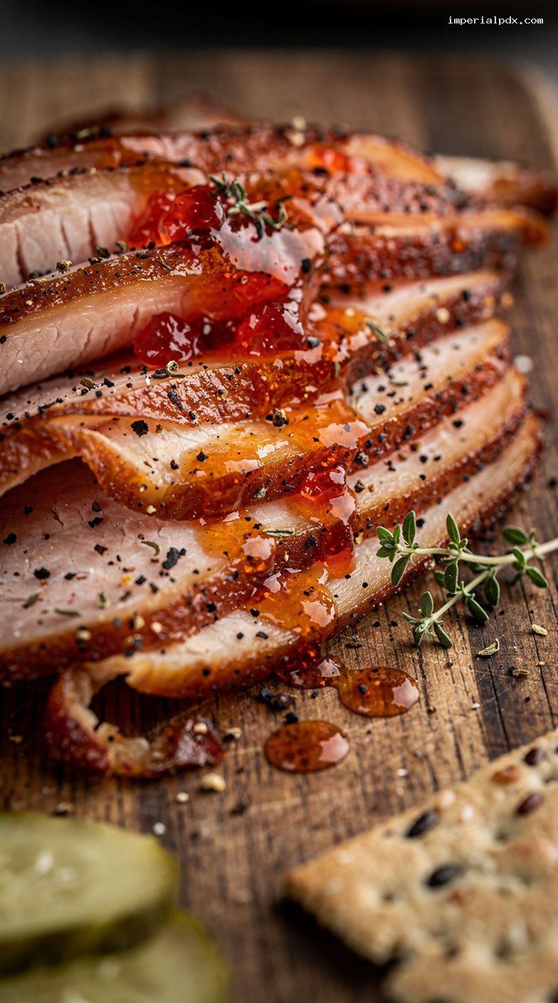 Smoked Turkey Breast with Herb Butter and Pepper Jelly Glaze – Closeup
