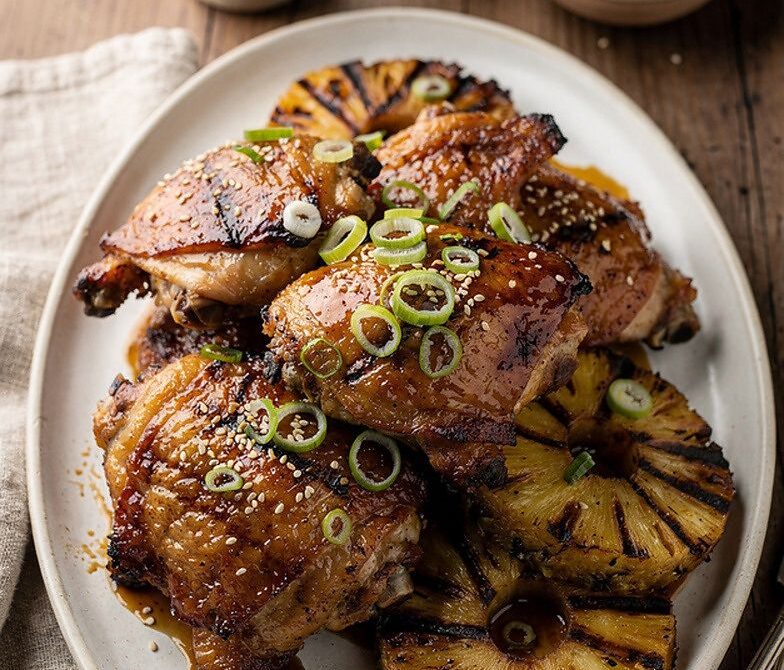Sticky Hawaiian Huli-Huli BBQ Chicken With Grilled Pineapple