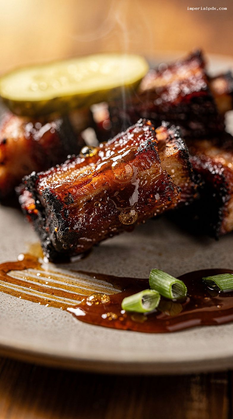 Sticky Smoked Rib Tips with Caramelized BBQ Glaze – Closeup