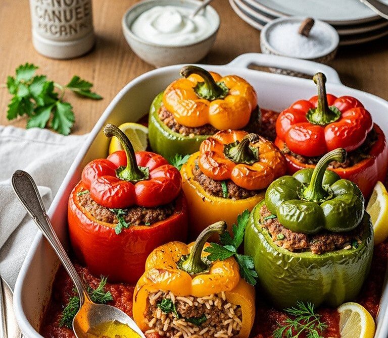 Sultan’s Delight Stuffed Peppers With Spiced Beef and Rice