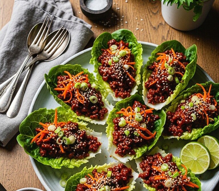Sweet and Spicy Korean Beef Lettuce Wraps
