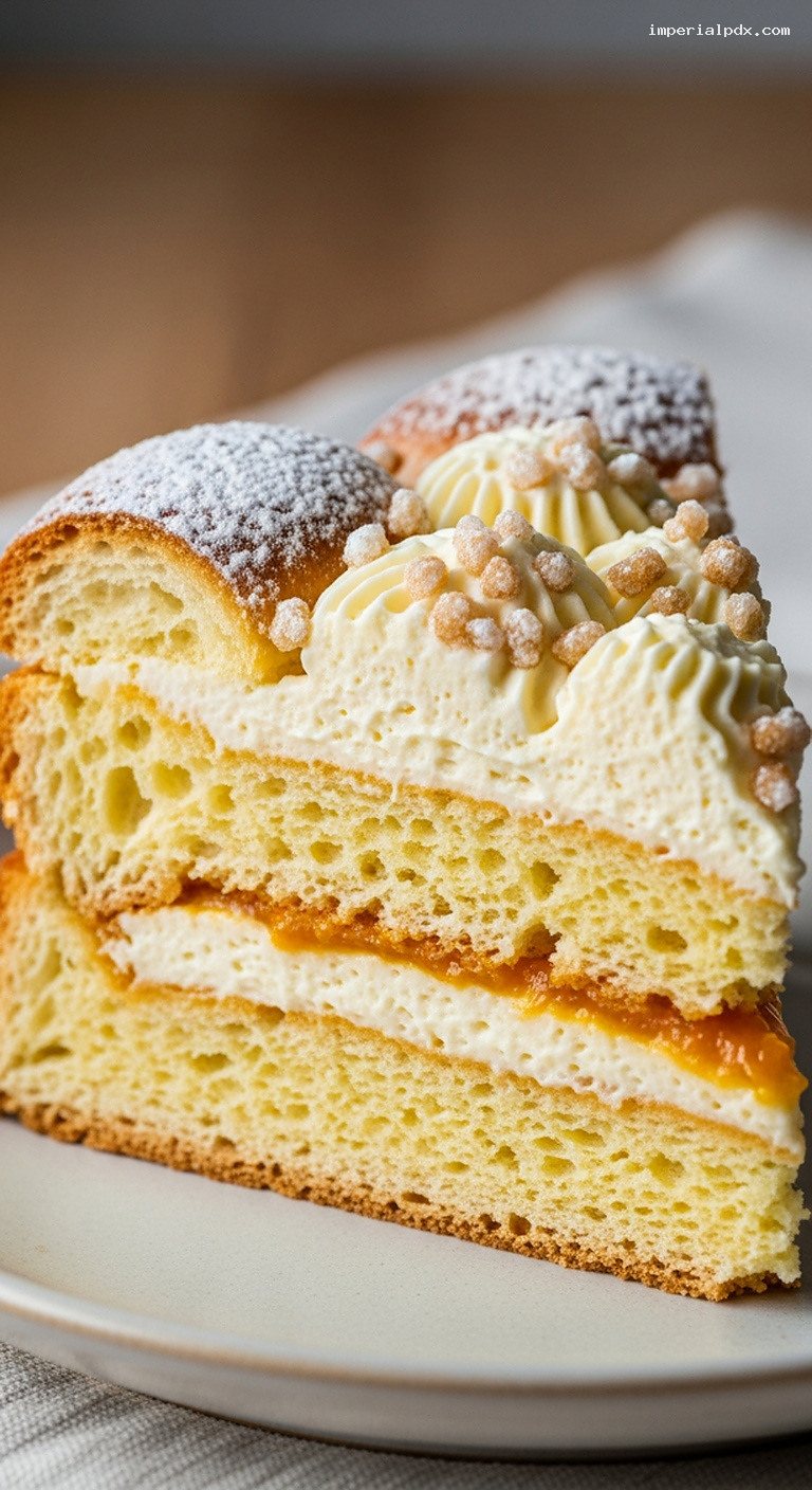 Tarte Tropézienne With Orange Blossom Pastry Cream – Closeup