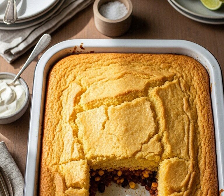 Tex-Mex Beef and Cornbread Casserole