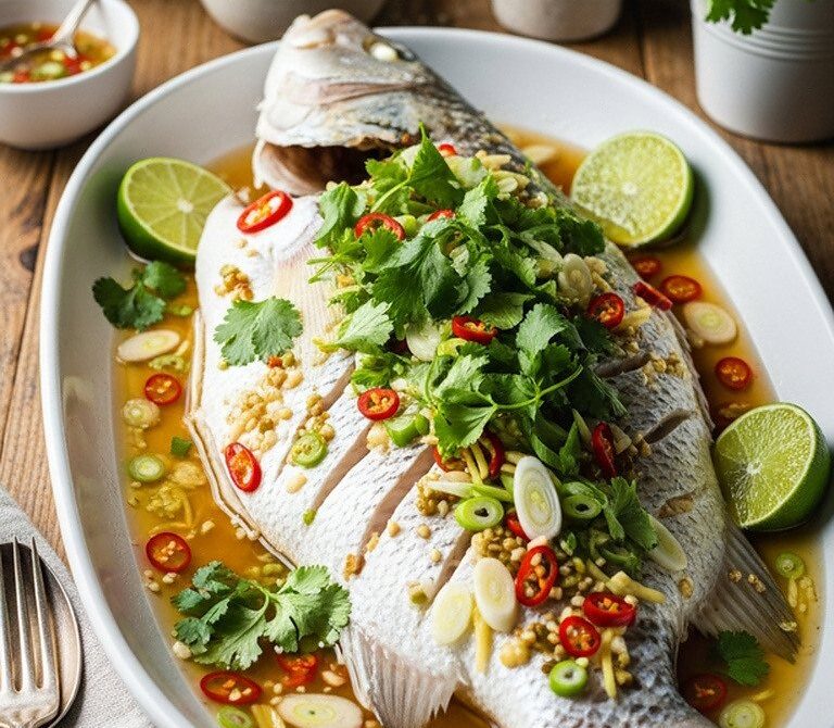 Thai Steamed Whole Fish with Lime Chili Sauce