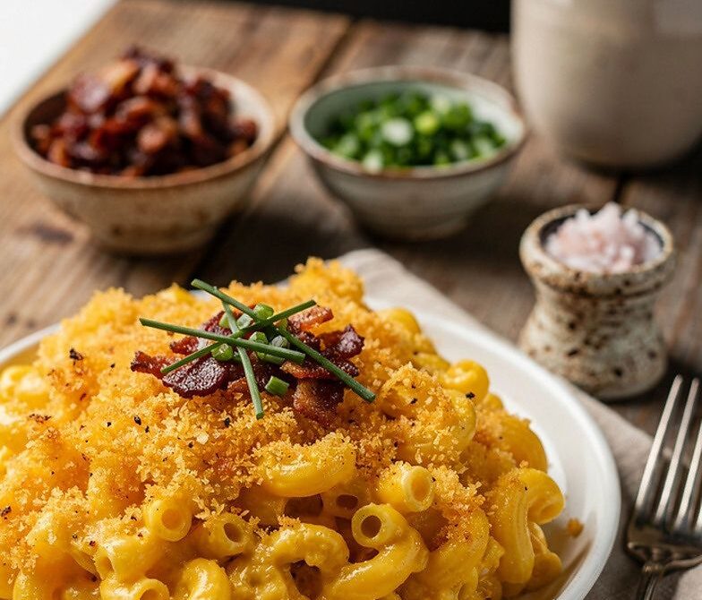 Three-Cheese Baked Mac and Cheese With Panko Crust