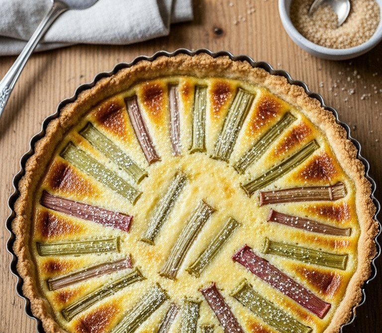 Traditional French Rhubarb Custard Tart