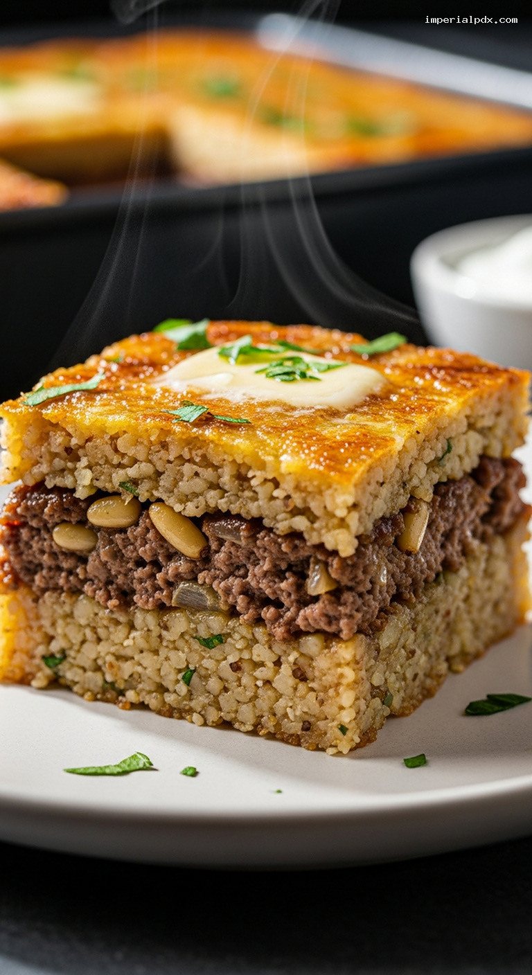 Tray-Baked İçli Köfte With Spiced Beef and Pine Nuts – Closeup
