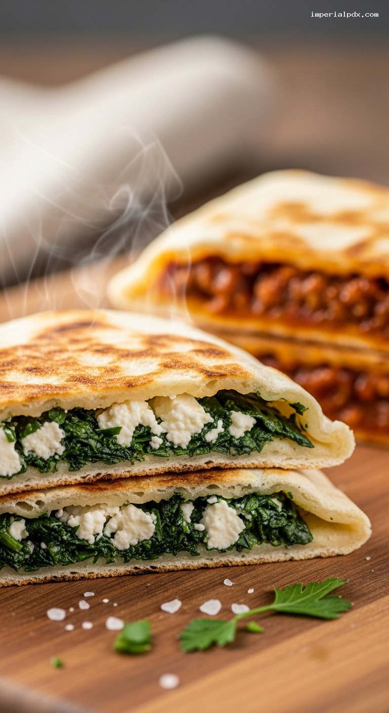 Turkish Gözleme Picnic Pockets With Savory Fillings – Closeup