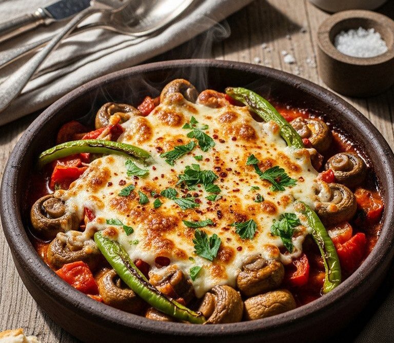 Turkish Mantar Güveç Sizzling Baked Mushroom Casserole