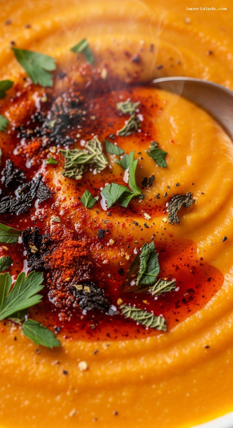 Turkish Red Lentil Comfort Soup With Spiced Oil – Closeup