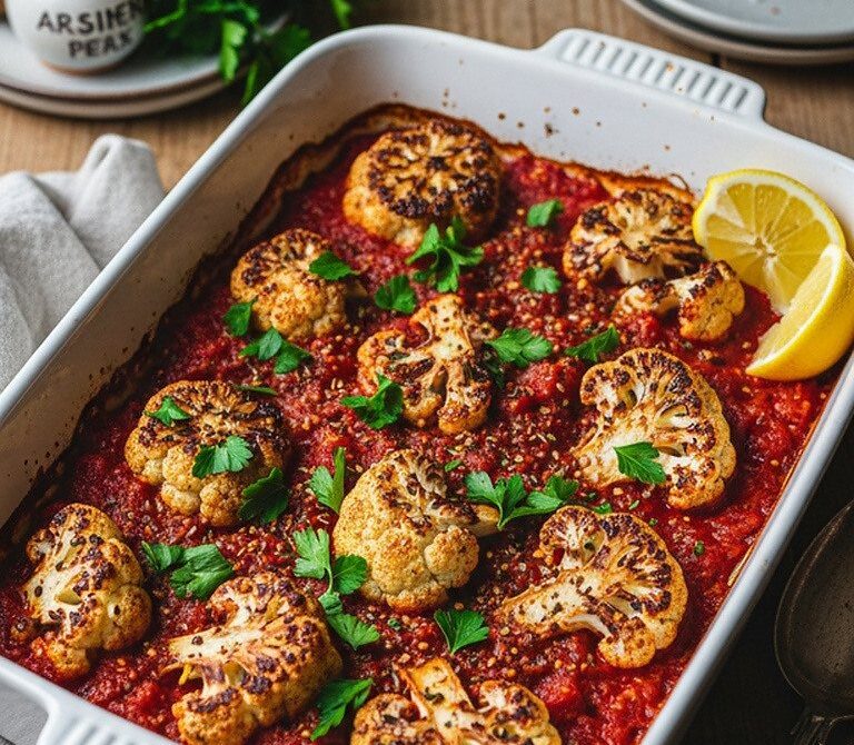 Turkish Roasted Cauliflower With Tomato and Garlic