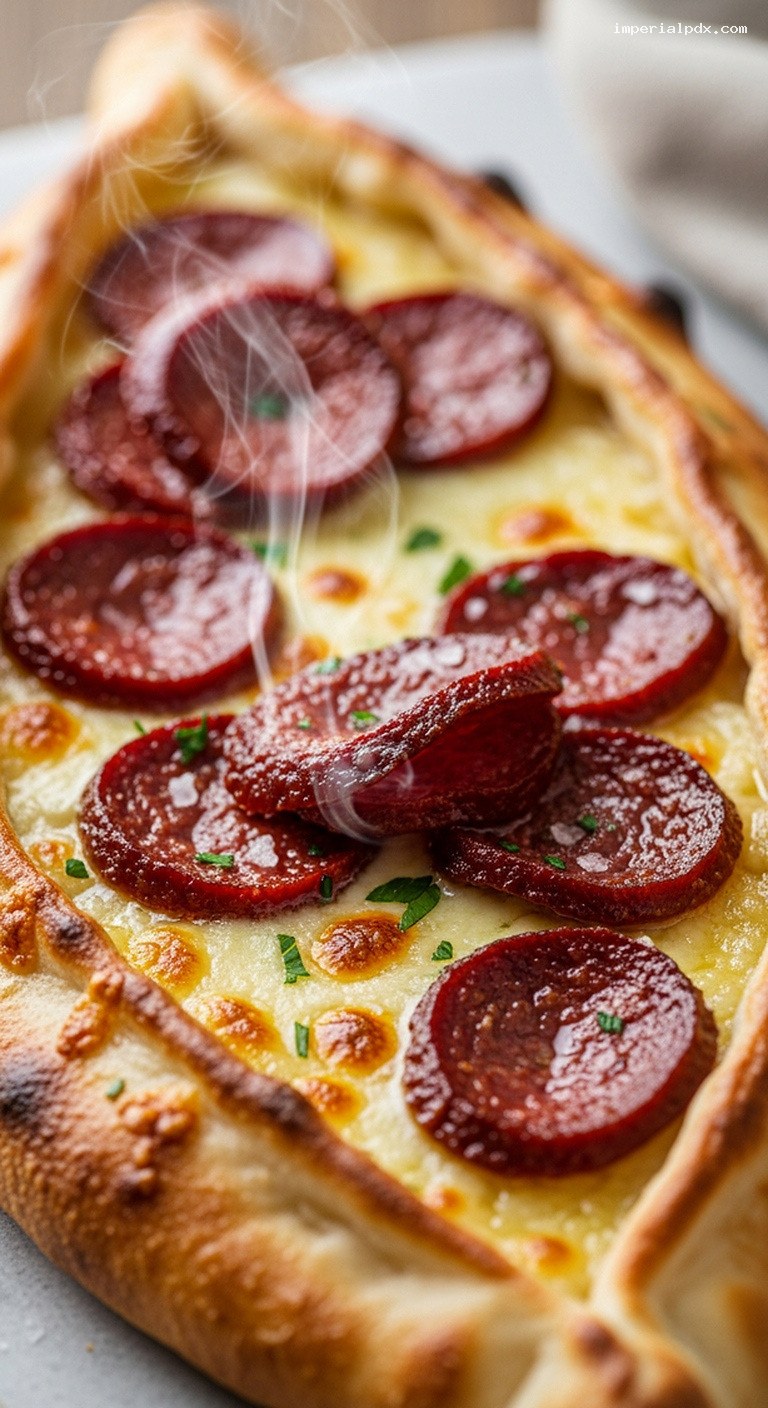 Turkish Sucuk and Kaşar Pide Boats – Closeup