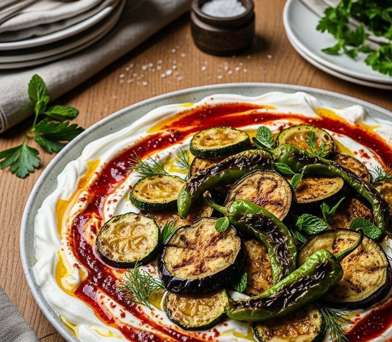 Turkish Summer Veggie Platter With Garlicky Yogurt and Paprika Butter
