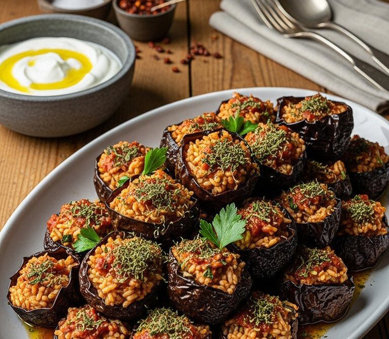 Turkish Sun-Dried Eggplant Dolma With Spiced Rice