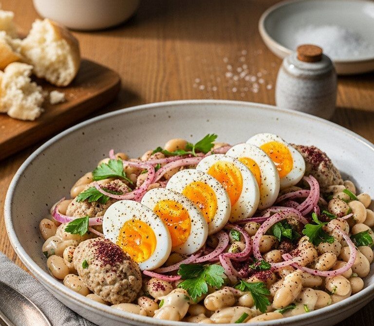 Turkish White Bean Piyaz With Creamy Tahini Dressing