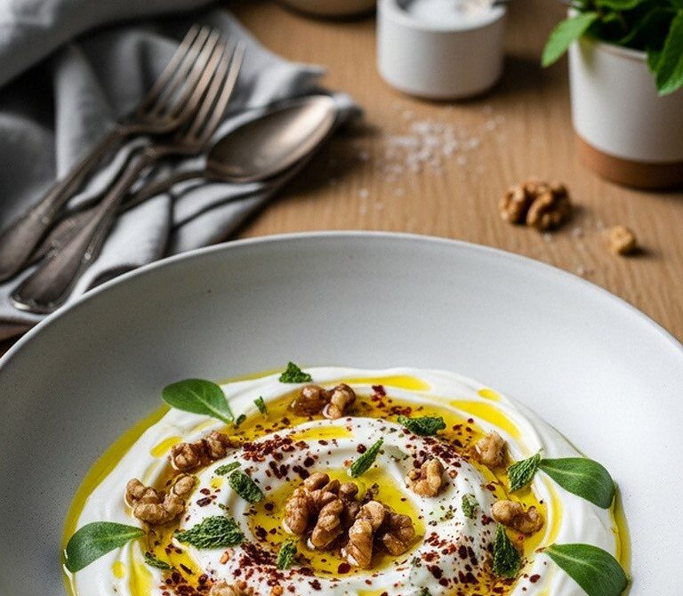 Turkish Yogurt Purslane Salad With Garlic and Walnuts