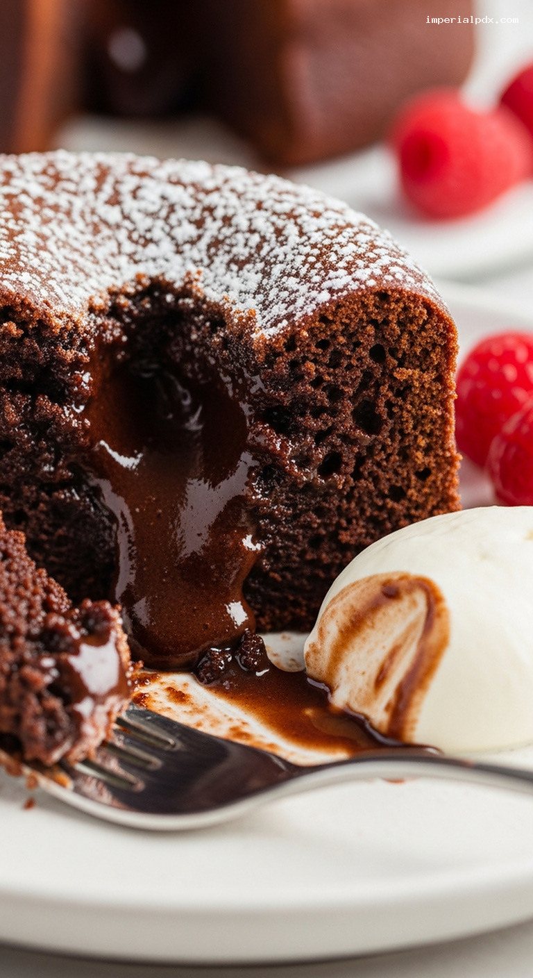 Ultra-Moist French Fondant Chocolate Cake – Closeup
