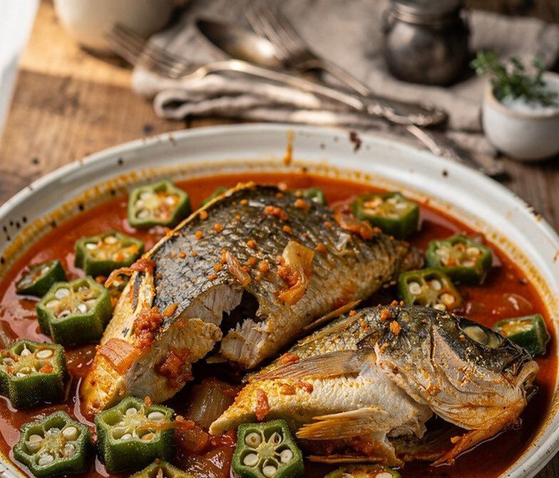 West African Fish Okra Stew With Palm Oil and Scotch Bonnet
