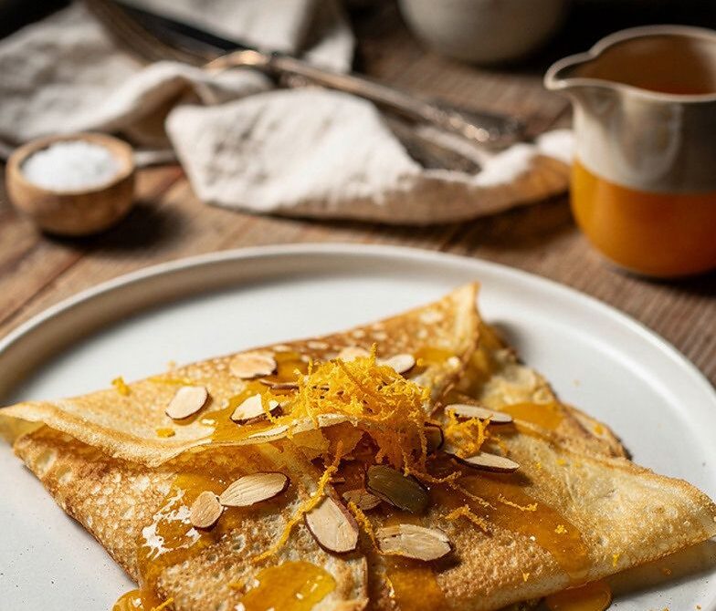 Almond Orange Crêpes Suzette With Toasted Almonds