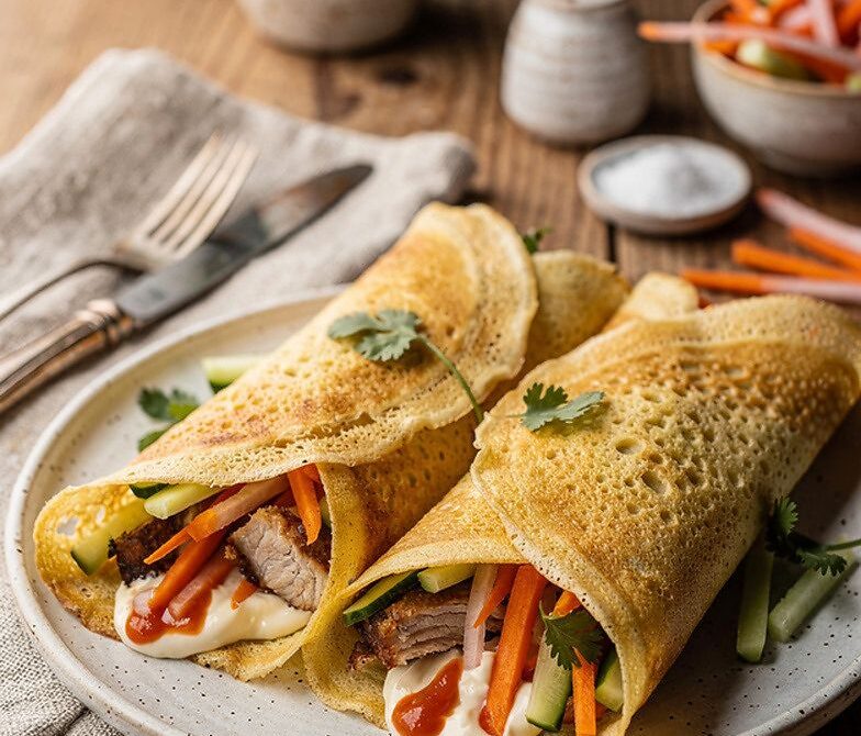 Banh Mi-Inspired Crepes With Pork and Pickled Vegetables