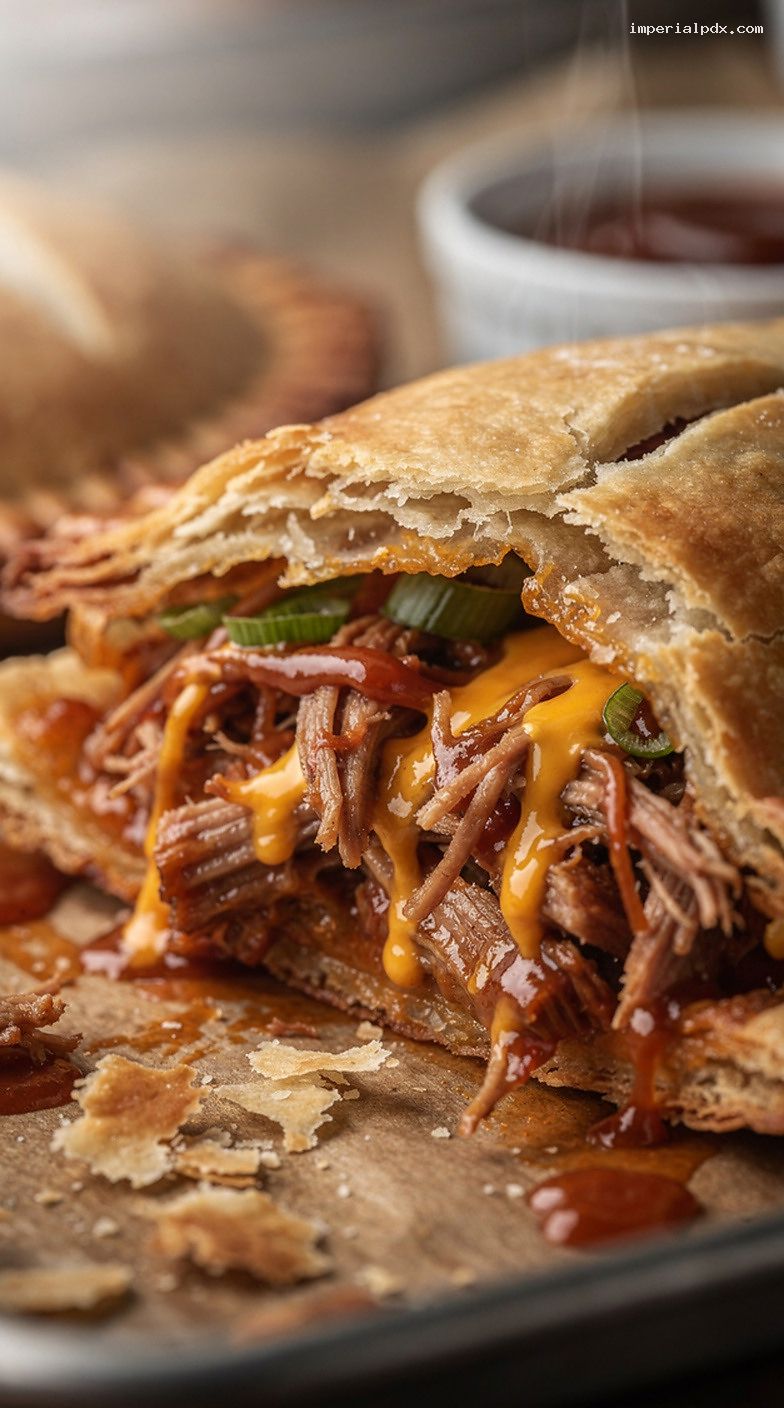 BBQ Pulled Pork Hand Pies with Cheddar – Closeup