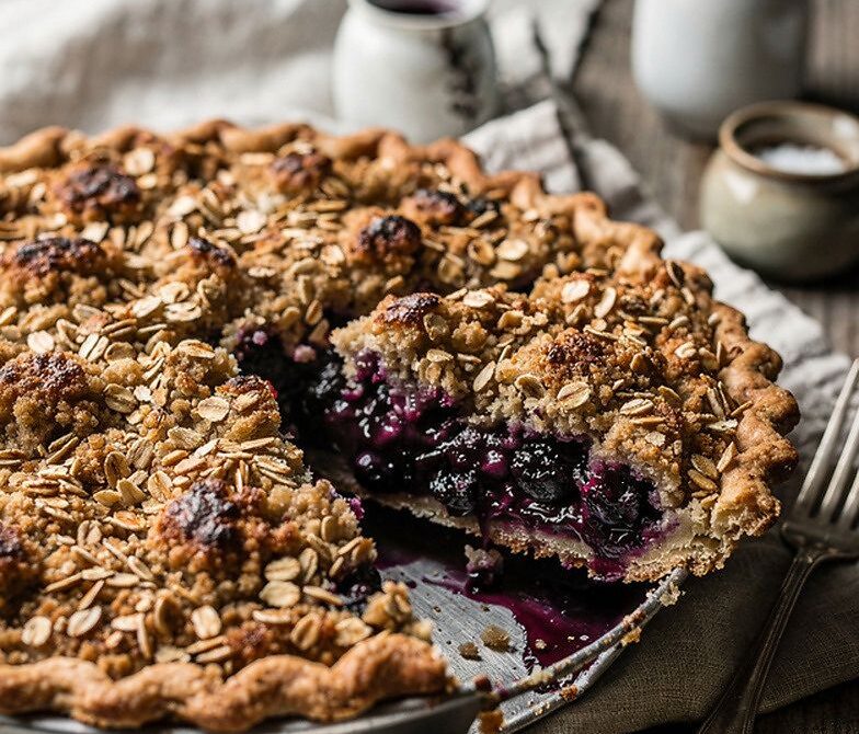 Blueberry Streusel Pie With Brown Sugar Oat Crumble
